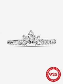 1 pieza Anillo de compromiso con corona brillante, anillo de boda, anillo de promesa para mujer, anillo eterno, regalo de joyería exquisita para ella en el Día de San Valentín - corona de trébol - Ver 1