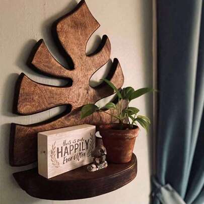 Wall Mounted Floating Shelf - Rustic Style Hanging Shelf, Suitable For Living Room, Bedroom And Kitchen, Can Be Used For Multi-Layer Storage Of Plants And Decorations, Easy Installation, Handmade Wooden Shelf, Bohemian Home Decor (Color Difference Does Not Affect Use, Subject To Actual Goods Received)