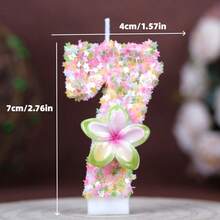 1pc 0-9 Numeric Birthday Candle With Green Edge & 5-Petal Flower, Creative Handmade Candle For Birthday, Anniversary, Party Cake Decoration - View 4