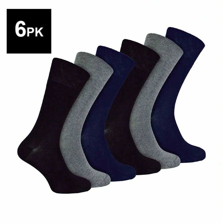 IOMI - 6 Pack Mens Diabetic Bamboo Socks | Extra Wide Seamless Loose Non Elastic Socks - BNG - View 1