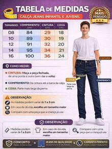 1-CALÇA PARA MENINO INFANTIL ESCOLA OU LAZER 8 AO 16 ANOS PROMOÇAO - Jeans escuro - Visão 11