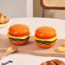Bộ 6 đĩa nhựa hình hamburger, đa năng dùng đựng gia vị, đồ nướng, lẩu, nước chấm, đồ ăn nhẹ, đĩa nhà bếp dễ thương đựng salad, tráng miệng, đồ ăn vặt có ngăn đựng nước chấm. - Nhiều màu - Xem 7