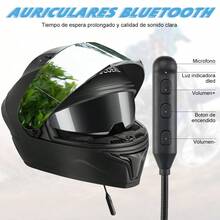 Casco Integral Para Moto Certificado Dot Luz Led Bluetooth Color Negro Diseño Monocolor Tamaño Del - NEGRO - Ver 8