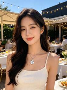 时尚四叶草项链，精致银色幸运吊坠项链，精美颈链，完美的派对和日常珠宝礼物，适合女性佩戴。 - 彩色 - 查看 8