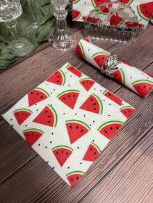 20pcs Cute Watermelon Party Napkins,Soft,Well Print,13*13inch,2-Ply,Summer Party Supplies;Printed Paper Tissues For Outdoor Party,Watermelon Fruit Themed Party,Picnic Restaurant Home Party,Birthday,Holiday&Festive Party Napkins - Color - View 2