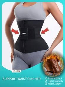 VBOSI 1 Piece Unisex Waist Cincher - Sauna Effect, High Elasticity For Fitness & Daily Use - Black - View 2