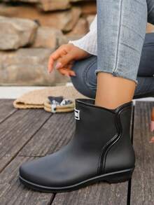 Fashionable Cute Rain Boots For Women, Korean Style Outdoor Waterproof Non-Slip Soft Bottom Comfortable Rain Shoes - Black - View 7