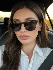 1/2/3 Pcs Women Acrylic Casual Square Frame Fashion Black Glasses, Suitable For Holiday Outings And Daily Wear - Multicolor - View 12