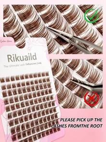 Rikuaild 110pcs Mocha Mousse Lashes, Dense Brown Cluster Natural Long Lashes, Ultra-Light Volume Enhancing Natural Look False Eyelashes - D - View 5