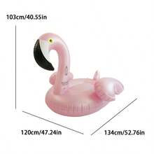 Flotteur de piscine gonflable en forme de flamant rose, siège flottant de plage, transat gonflable à la mode pour le plaisir aquatique estival, flotteur de piscine, accessoires de plage, flotteur de piscine - Flamant rose flottant avec des plumes - Voir 7