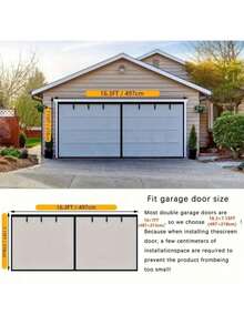 Garage Door Screen 1-Piece Magnetic Garage Door Curtain Adjustable Mosquito Net Size: 157 Inches * 78 Inches Classic Mesh Curtain With Full-Frame Hook-And-Loop Installation For Easy Setup.No Drilling Required.Home Insect Protection - Dust Control - UV Protection.Features LIAMST Hook-And-Loop Tape For Installation In Minutes-Convenient And Quick.Additional Pins Enhance Security And Durability.The Included 6 Magnetic Tape Tools Facilitate Vehicle Access While Preventing The Door Screen's Central Magnets From Being Attracted When Metal Garage Doors Automatically Close Or Open.LIAMST Uses Premium Anti-Oxidant Fiberglass Material.Magnetic Mesh Doors With Full-Frame Hook-And-Loop Tape Serve As A Replacement For Fixed Screens, Suitable For Front Doors, Back Doors, Indoor/Outdoor Use, Entrances, Patios, Balconies, Porches, Glass Surfaces, And More. - Black - View 4