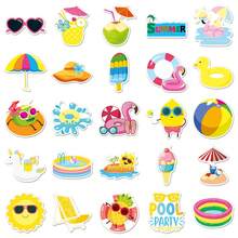 Bộ 50 miếng dán chủ đề mùa hè, bao gồm dưa hấu, kem, hình hoạt hình dễ thương, chất liệu vinyl chống thấm nước, thích hợp dán lên bình nước, đàn guitar, hành lý, điện thoại, laptop, ván trượt, là món quà tuyệt vời. - Nhiều màu - Xem 2