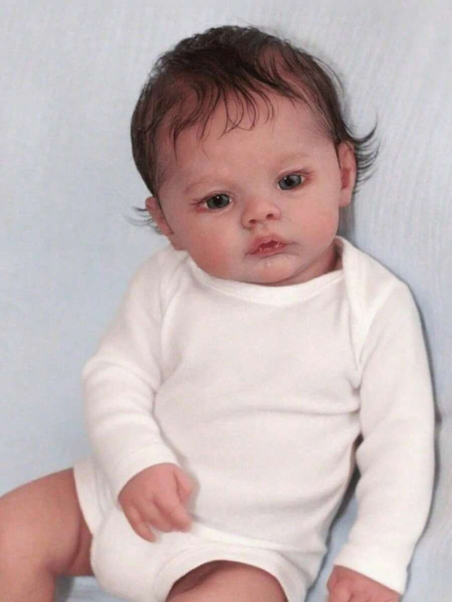 45cm 18inch Soft Vinyl Reborn Baby Doll For Girl Cloth Body Toy With 3D Marble Textured Skin And Visible Veins Lifelike Newborn - 白色 - 查看 1
