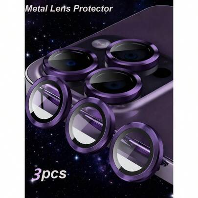 Bộ 3 miếng dán bảo vệ ống kính camera bằng kính cường lực 9H - Tương thích với ống kính camera của 17 Pro, ốp bảo vệ độc lập bằng kim loại, độ trong suốt cao, tương thích với các dòng máy 17 Pro Max/17 Pro/17 Air/17/15 Pro Max, 14 Plus, 13, 12, 11, 15 Pro, 15 Plus, 14 Pro - Vừa khít, ốp điện thoại chống trầy xước (Màu tím)