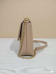 Bolsa Feminina Pequena Transversal e de Mão Alça Corrente Lançamento Moda Feminina Elegante Festa e Uso Casual - Nu / Nude - Visão 3