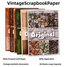 1 Set/30pcs Vintage Textured Scrapbooking Paper Pack, Original Series Diary Background Paper Suitable For DIY Crafts, Scrapbooking, Card Making, Gift Wrapping - A - View 1