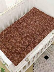 1pc Baby Crepe Fabric Mattress Pad, Soft Puff Fleece Cushion Mat, Nursery Bed Soft Pad, Children Bed Cotton Mattress, Reversible And Washable - Multicolor - View 12