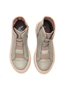 Comfortable Tractor-Sole Boot In Genuine Leather For Winter - Mid-Calf - 橄欖綠 - 查看 2