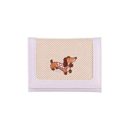 Ví gập bằng vải canvas thêu hình cún con, ví nhỏ gọn bằng da PU dễ thương dành cho học sinh, ví ngắn dung lượng lớn cho nữ, ví đựng tiền mini, ví nhỏ xinh xắn, ví du lịch mùa hè cần thiết.