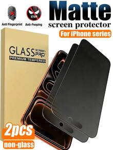 MIGAE 2片装磨砂隐私屏幕保护膜，材质柔软，全覆盖，防窥、防眩光、陶瓷膜、防指纹，兼容手机壳，兼容 17 Pro Max 6.9英寸、17 Pro Max/17 Air/16 Pro Max/16 Pro/16 Plus/16/15 Pro Max/14 Pro Max/13 Mini/12/11/XS Max/XR/8 Plus/7 Plus - 黑色 - 查看 30