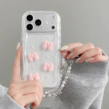 DIY可爱贝壳手机壳+腕带，兼容 17 Pro Max/16 Pro Max/15 Pro Max/14 Pro Max/13 Pro Max/12 Pro Max/11 Pro Max/XS Max/7/8 Plus、S26/25 24 32 1u、荣耀等机型 - 無色 - 查看 1