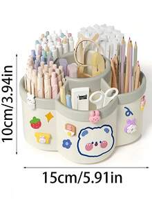 360 Degree Rotating 4-Tier Desk Organizer Rack, Heavy Duty PP Plastic Storage Box, Space Saving Thickened Desktop Organizer Box, Suitable For Office, School, Home, Portable Organizer Box For Pens, Pencils, Makeup Brushes, Fit For Small Spaces - Multicolor - View 6