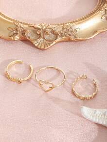 1 Bộ nhẫn đeo ngón chân hình trái tim rỗng màu vàng tối giản, thời trang, thích hợp cho nữ giới khi đi biển, hẹn hò, du lịch, làm quà tặng, đeo hàng ngày. - Vàng - Xem 4