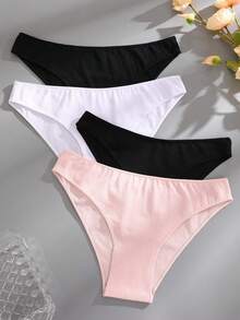 4pcs Women's Comfortable Solid Color Triangle Underwear Set - Multicolor - View 3