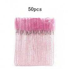 50/100/500pcs Disposable Eyelash Brush Eyebrow Comb Makeup Tool Set, Crystal Handle Mini Beauty Tools For Eyelash Extension And Eyebrow Shaping - Black - View 17