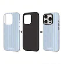 Ốp điện thoại hai lớp màu xanh xám sọc, được thiết kế tương thích với iPhone 16, 16E, 15, 14, 13, 12, 11 Pro Max, X, XS, XR, 8 Plus và 7. Ốp có thiết kế mờ, chắc chắn và bền bỉ, là lựa chọn lý tưởng cho các lễ hội. - màu đen - Xem 5