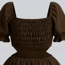 Women's Plus Size Short Dress, Open Style With Slit, Lightweight And Comfortable, Sizes 46 To 56 - Rust Brown - View 8