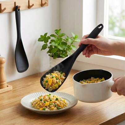 1个硅胶鸭嘴铲，耐热厨房烹饪用具，适用于不粘锅、沙拉、酱汁，多功能母亲节礼物