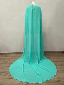 1pc Detachable Chiffon Minimalist Long White Bridal Cape/Shawl, Photo Shoot Accessory - Multicolor - View 7
