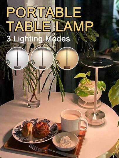 1pc USB Rechargeable Touch Dimming 3-Color Metal UFO Desk Lamp, Suitable For Dining Table, Bar, Office, Bedroom, Living Room, Bedside, Hotel, Restaurant, Camping, Home Decor