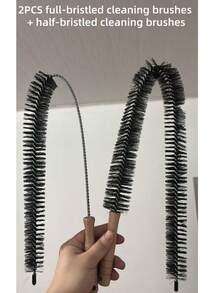 1/2 Radiator Cleaning Brush, Long Flexible Wooden Handle Cleaning Duster, Suitable For Radiators And Dryers... Clothes, Lint And Washing Machines - Suitable For Cleaning Flat Panel Radiators (Random Style Shipped) - Black - View 2