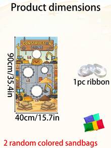 1 Piece Of Excavator Fun Bean Bag Throwing Game, Cartoon Construction Vehicle Polyester Hanging Throwing Game Banner With Scoring Holes, Outdoor Throwing Game Background Cloth, Very Suitable For Building Themed Parties, Birthday Parties, Picnics, Camping, Beaches, Outdoor Gardens, Family Parties, Holiday Parties. - Multicolor - View 14