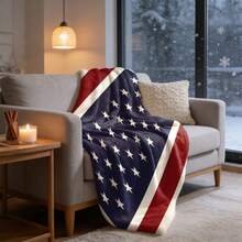 Single Piece Of Patriotic American Flag Flannel Blanket Featuring A Red, White, And Blue Stripes And Stars Design, Soft And Warm, Suitable For All Seasons, Versatile Throw For Camping, Sofa, Travel, And A Great Gift For Family And Friends - BLANKET - View 1