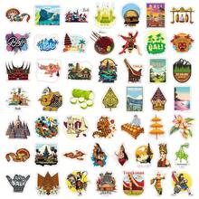 50pcs Cartoon Architecture & Landscape Bali Indonesia Volcano Impression Creative DIY Stickers For Stationery Box, Luggage - Impressions Of Indonesia - View 4