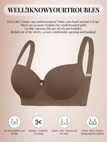 mimilemon Mocha Brown Seamless Plus Size Women's Bra, Smooth Minimalist Lift-Up Underwire Bra - Mocha Brown - View 11
