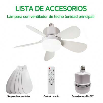 [ CHIMEXHY ] Luz de ventilador de cocina, luz de ventilador pequeña puerta de dormitorio ventilador de techo pequeño LED bulbo E27 luz de ventilador de tornillo 6000k