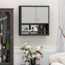 Armoire de rangement haute en métal à 2 portes avec étagères réglables, meuble de cuisine en acier pour la cuisine, le salon, la salle à manger et le bureau - Noir - Voir 5