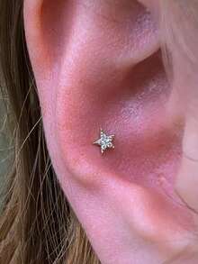 一对闪亮锆石星星耳环，铜质耳蜗耳钉，小巧精致，Y2K风格，嘻哈甜美酷炫，适合日常佩戴 - A - 查看 5