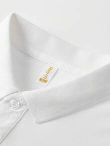 1 chiếc áo polo nam màu trắng, mềm mại và thân thiện với da, kiểu dáng tối giản, thoải mái cho kỳ nghỉ, có thể giặt máy, phù hợp cho kỳ nghỉ, công sở nhẹ, du thuyền, ăn tối. - trắng - Xem 5