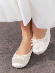 2026 Spring/Summer New Arrival Women Shoes, Bow Decor Ballet Flats - White - View 2