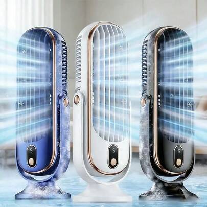1200mAh Ventilador de torre portátil silencioso, ventilador personal sin aspas recargable USB con 5 ajustes de velocidad, ventilador de enfriamiento pequeño para escritorio, dormitorio, oficina, viaje