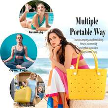 Rubber Beach Tote Bag, Large Waterproof Beach Bag Pool Boat, Sports, Outdoor Washable Travel Tote Bag - trắng - Xem 9
