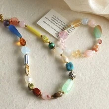 亚克力混合果冻色珠子，DIY工艺珠子材料，适用于手链、手机链和其他饰品，不对称珠子可佩戴 - 彩色 - 查看 9