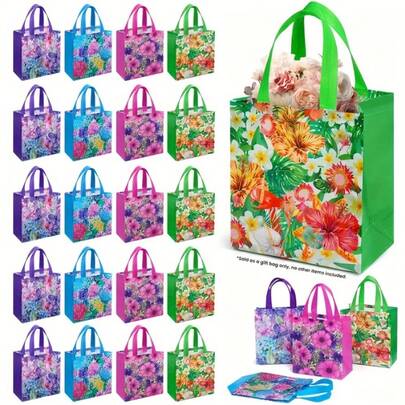 4pcs/Set, 23*22*11cm Non-Woven Fabric Bags With Floral Pattern, Suitable For Daily, Party, Shopping, Gift, Reusable Bags