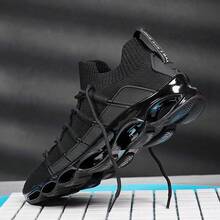 Men's Plus Size Sports Shoes Are Comfortable Running Shoes, Lightweight Casual Shoes, Fashionable And Equipped With Shock Absorption And Breathable Design, Suitable For Running, Hiking And Daily Wear - màu đen - Xem 5