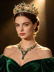 4pcs Elegant & Luxurious Rhinestone Crown Headpiece Set, Bridal Wedding Tiara, Women's Party Event Hair Accessories - Multicolor - View 4